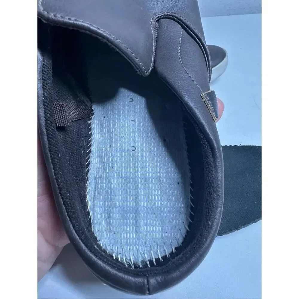 Oneself Men’s Genuine Leather Slip-On Flat Backless Brown Sz 39 EU/6,5 US